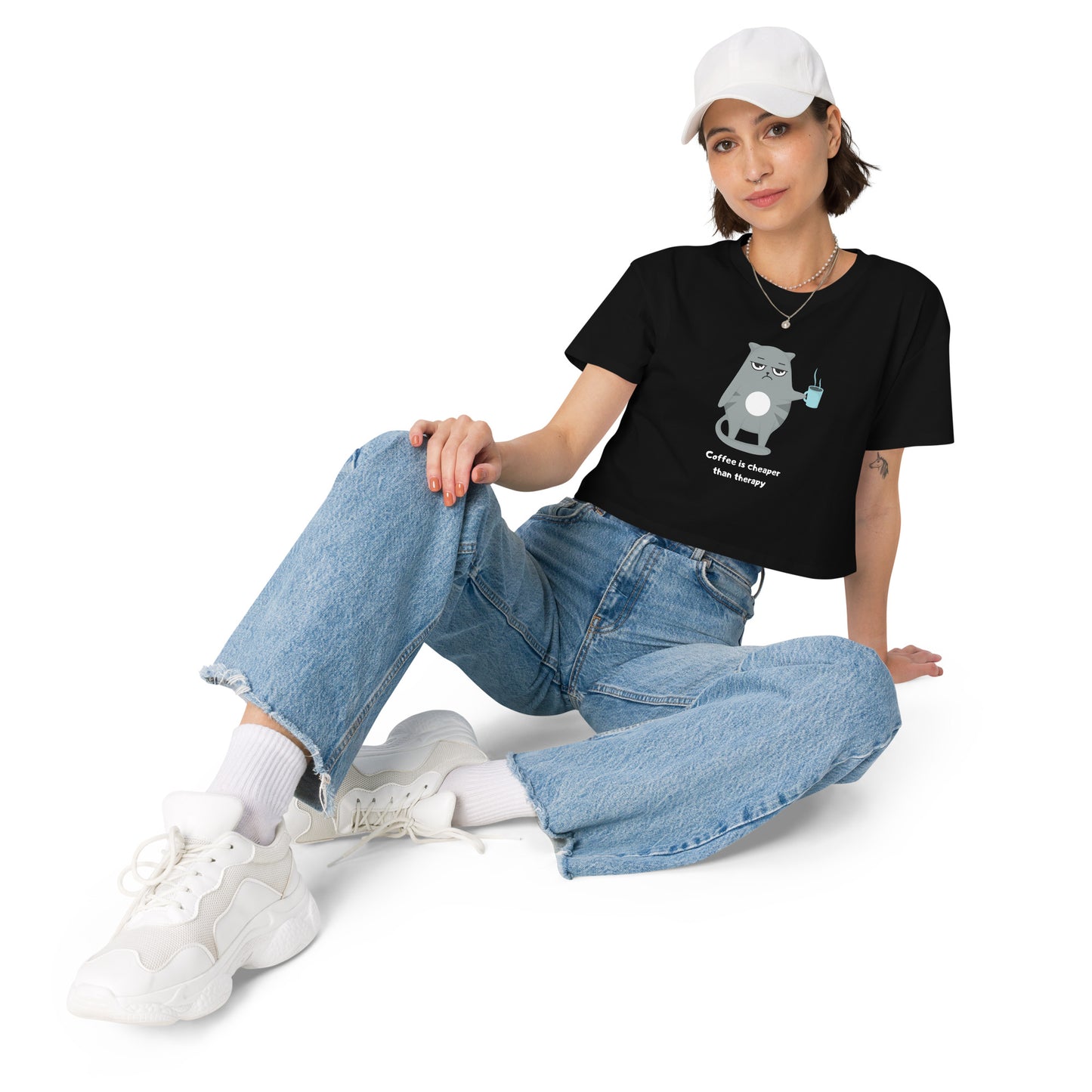 Coffee is Cheaper than therapy- Women’s crop top