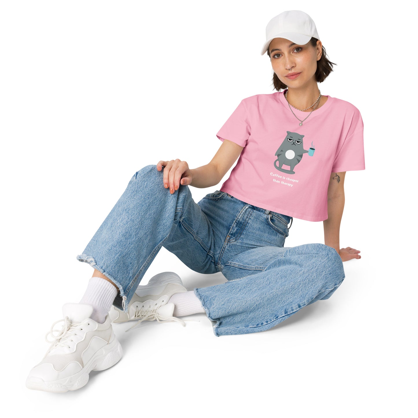Coffee is Cheaper than therapy- Women’s crop top
