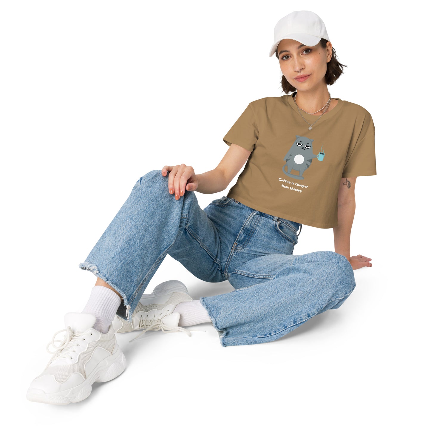 Coffee is Cheaper than therapy- Women’s crop top
