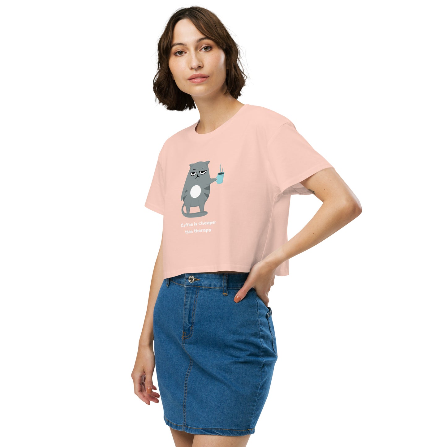 Coffee is Cheaper than therapy- Women’s crop top